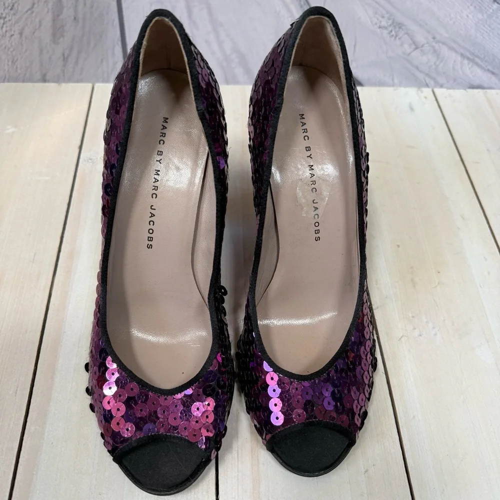 Marc By Marc Jacobs Elegant Purple Sequin Women's Heels Size 36.5 - Picture 3 of 8